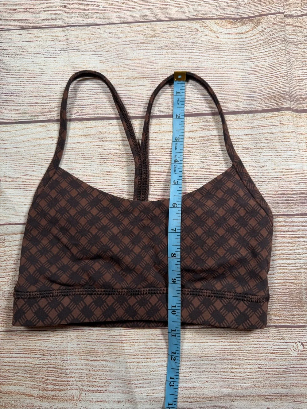 Lululemon Flow Y Bra in the Nulu Square Heart Jacquard